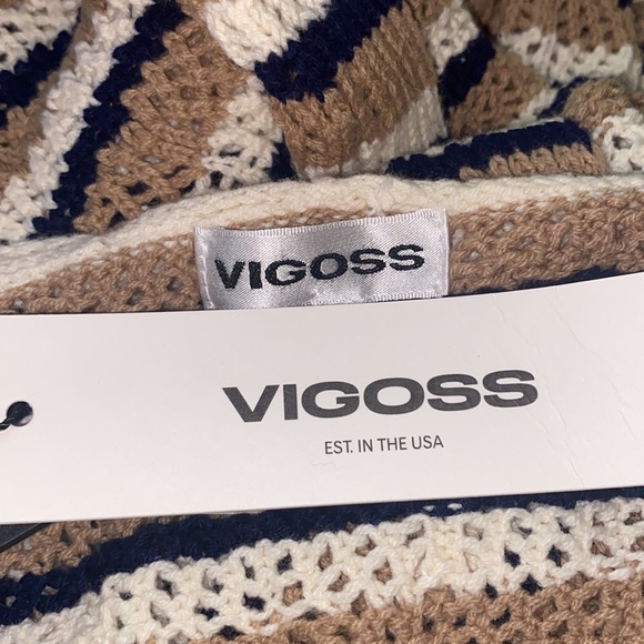 Vigoss Kampala Sleeveless Crochet Duster Cardigan Sweater Striped Large NWT - Picture 6 of 8